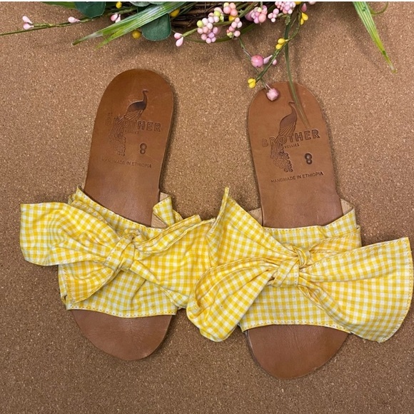 Brother Vellies Shoes - Brother Vellies Yellow Sandals with Playful Bow